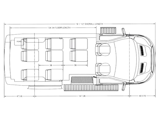 ford e transit passenger van floorplan